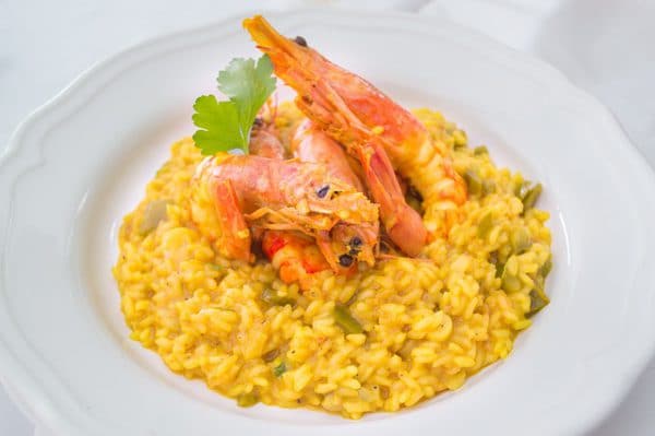 Risotto aux crevettes et poivrons