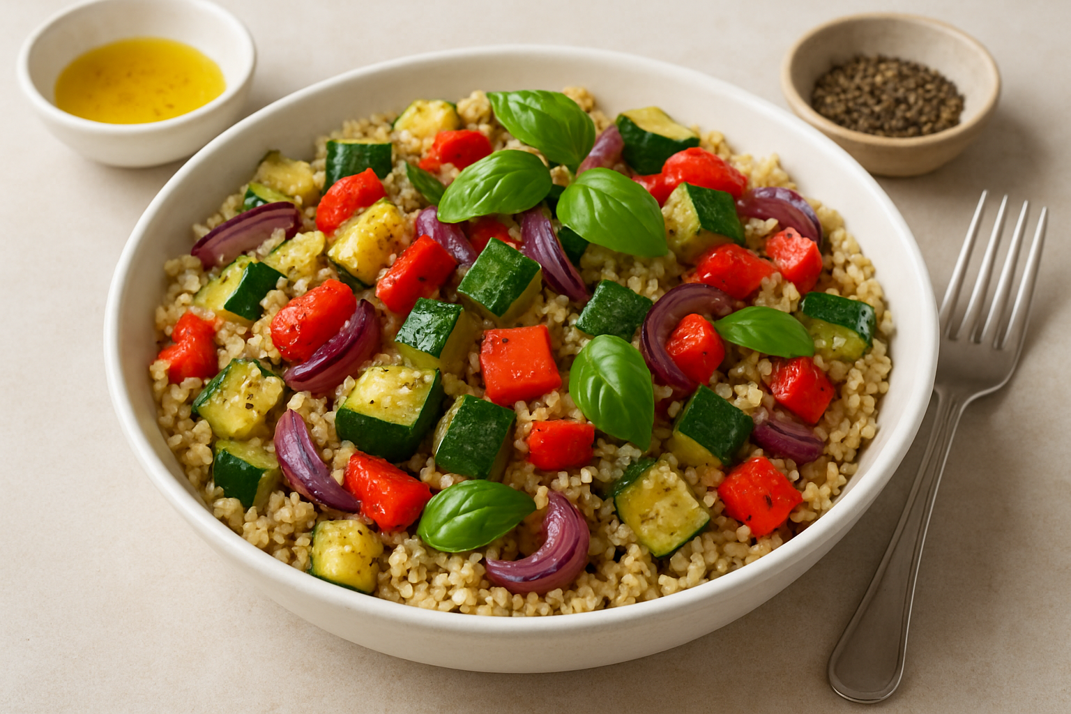 Salade de quinoa aux légumes rôtis